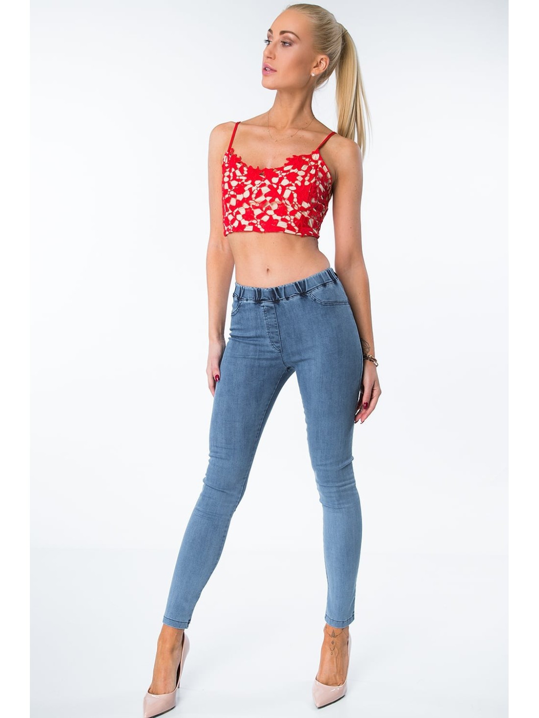 Top scurt din dantela rosie ZZ273 - Magazin online - Boutique